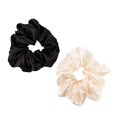 TAPTAP Gumki Satynowe Scrunchie do Włosów Czarna i Kremowa