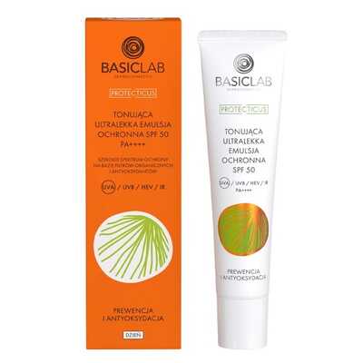 BasicLab Protecticus Tonująca Ultralekka Emulsja Ochronna SPF50 PA++++ 40ml