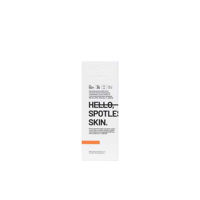 Veoli Botanica Hello Spotless Skin Szerokopasmowy Lekki Krem Ochronny SPF50+ z Ekstraktem z Morwy Białej i Tetraizopalmitynianem Askorbylu 50ml