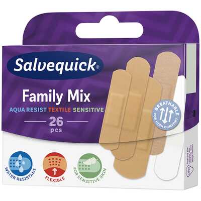Salvequick Plastry Family Mix 26 Sztuk