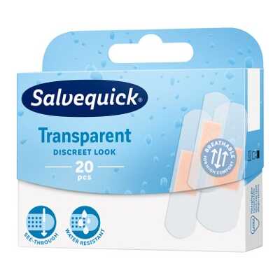 Salvequick Transparentne Plastry Wodoodporne 20 sztuk