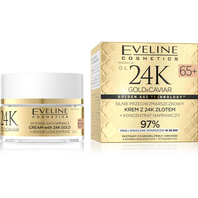 Eveline 24K Gold &amp; Caviar Silnie Przeciwzmarszczkowy Krem 65+ 50ml
