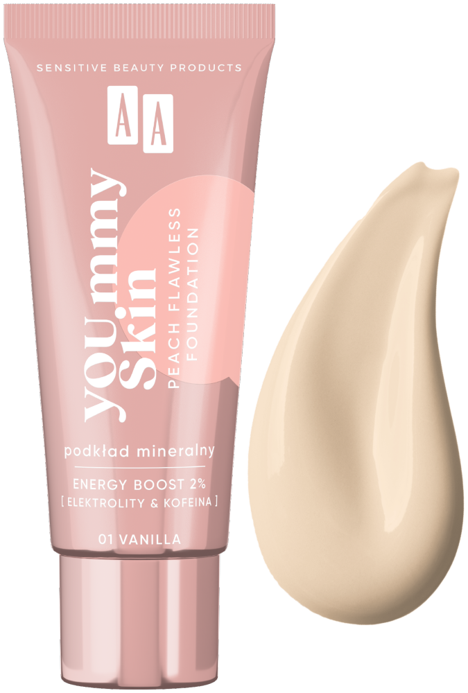 AA YOU.mmy Skin Peach Flawless Foundation 01 Vanilla