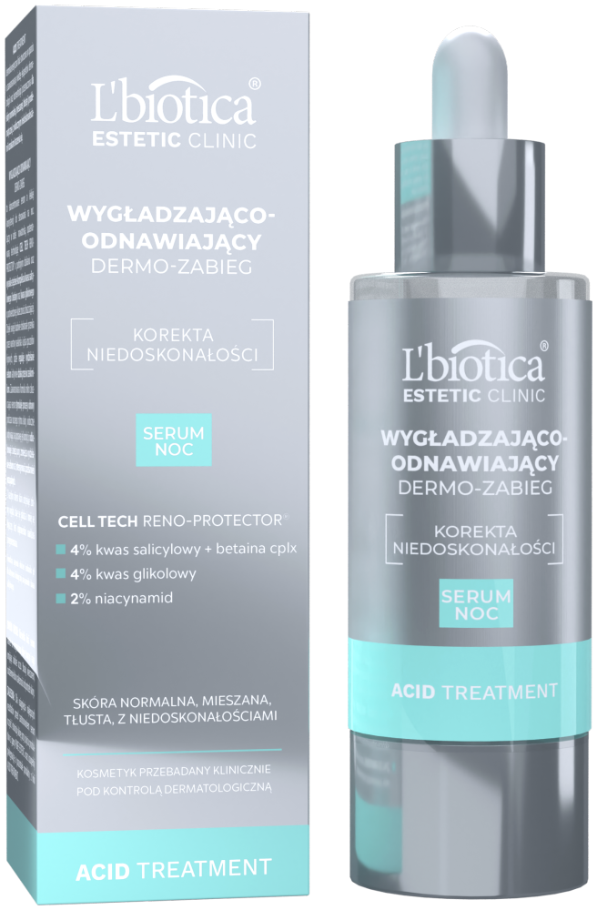 Lbiotica Estetic Clinic Acid Treatment Wygładzająco-Odnawiający Dermo Zabieg Serum na Noc 30ml