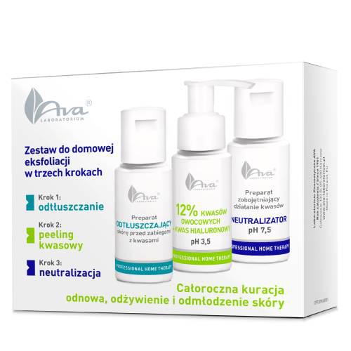 AVA PHT Kit de exfoliere la domiciliu cu 12% acizi de fructe 3x50ml