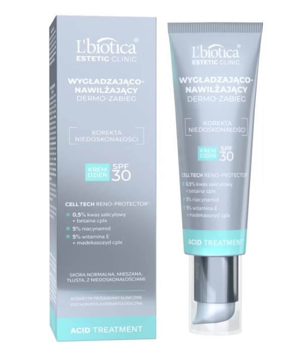 Lbiotica Estetic Clinic Acid Treatment Wygładzająco-Nawilżający Dermo-Zabieg Krem na Dzień SPF30+ 35ml