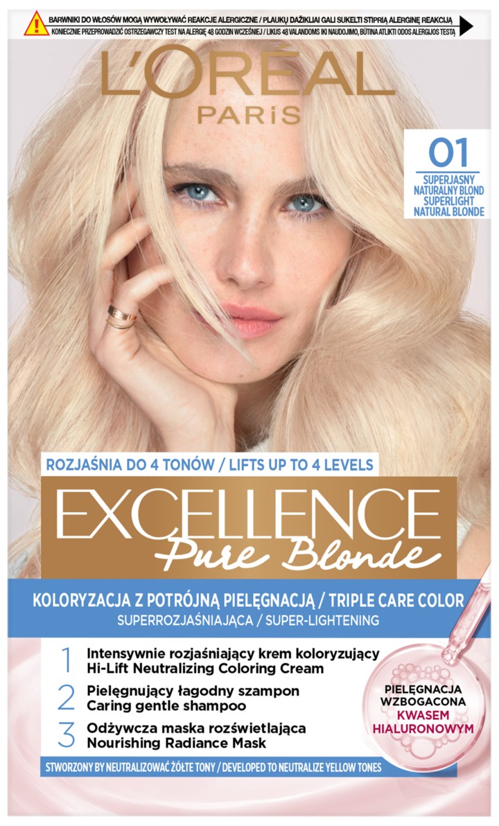 Loreal Excellence Pure Blonde Colour Cream 01 Ultra-Bright Natural Blonde