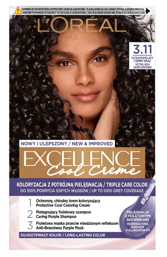 Loreal Excellence Cool Creme Crema colorantă Loreal Excellence 3.11 Ultra Dark Brown