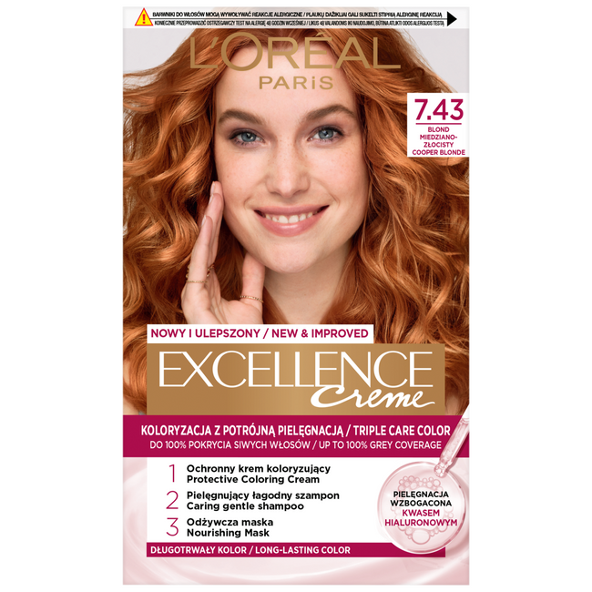 Loreal Excellence Creme Creme de colorare 7.43 Copper Gold Blonde