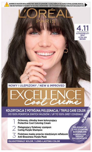 Loreal Excellence Cool Creme cremă de colorare 4.11 Ultra Fine Brown