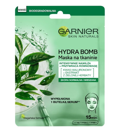 Garnier Hydra Bomb Masca cu ceai verde Garnier Hydra Bomb Green Tea Mask in Pad