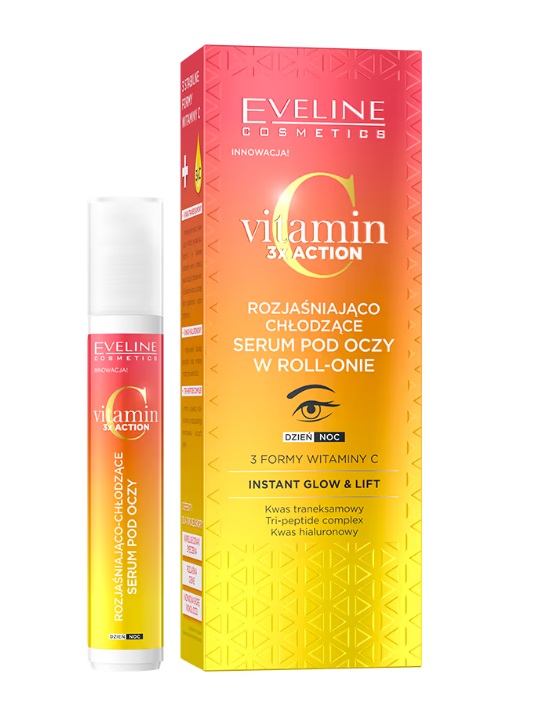 Eveline Vitamin 3x Action Serum pentru ochi cu acțiune de iluminare și răcorire 15ml