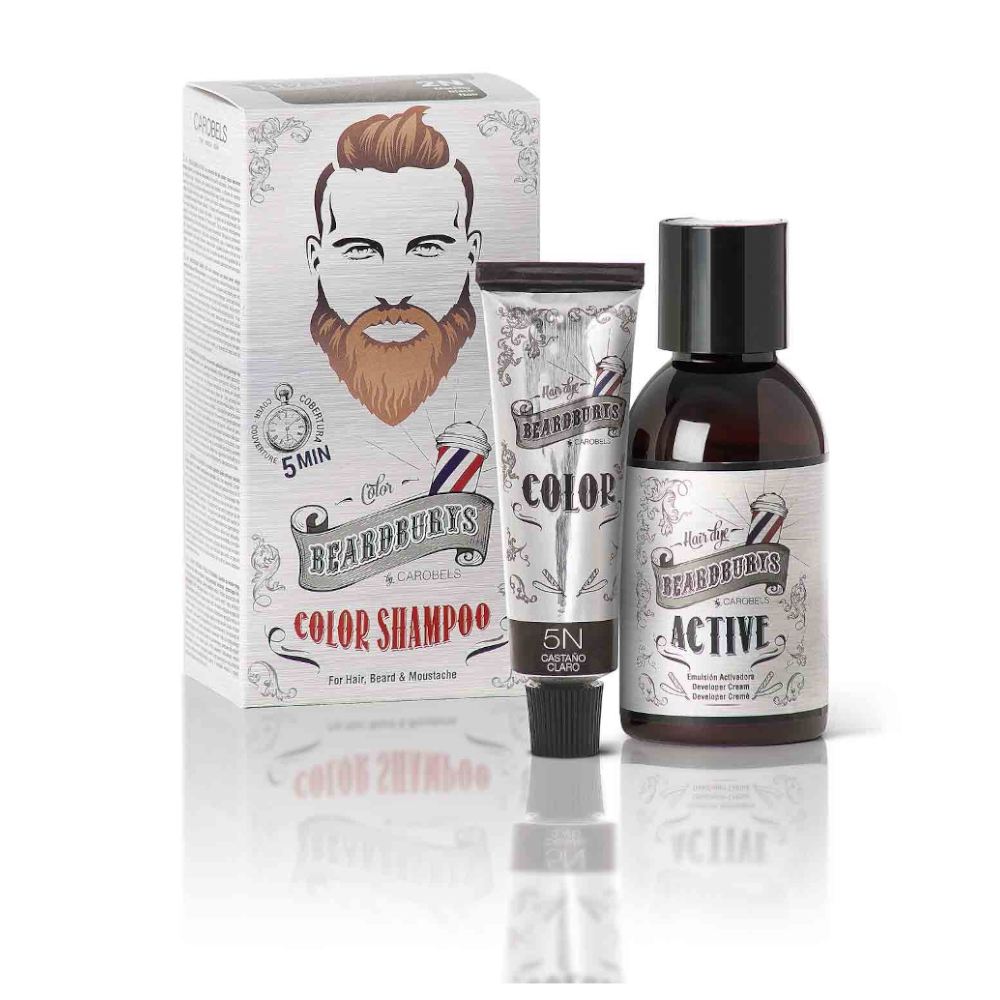 Șampon pentru bărbați Beardburys pentru colorarea părului, bărbii și mustaței 5N Light Brown