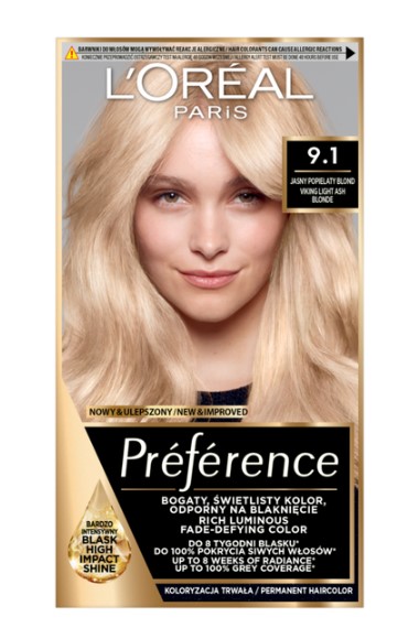 Loreal Preference Culoarea părului 9.1 Blond cenușiu deschis