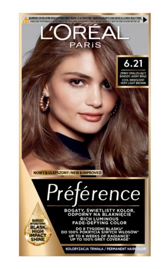 Loreal Preference Vopsele de păr 6.21 Zurich Cold Iridescent Very Light Brown
