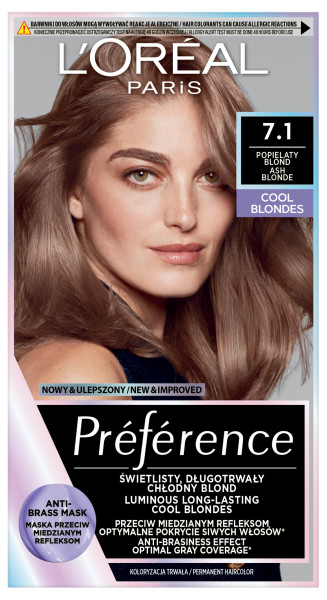 Loreal Preference Hair Colour Cool Blondes 7.1 Ash Blonde