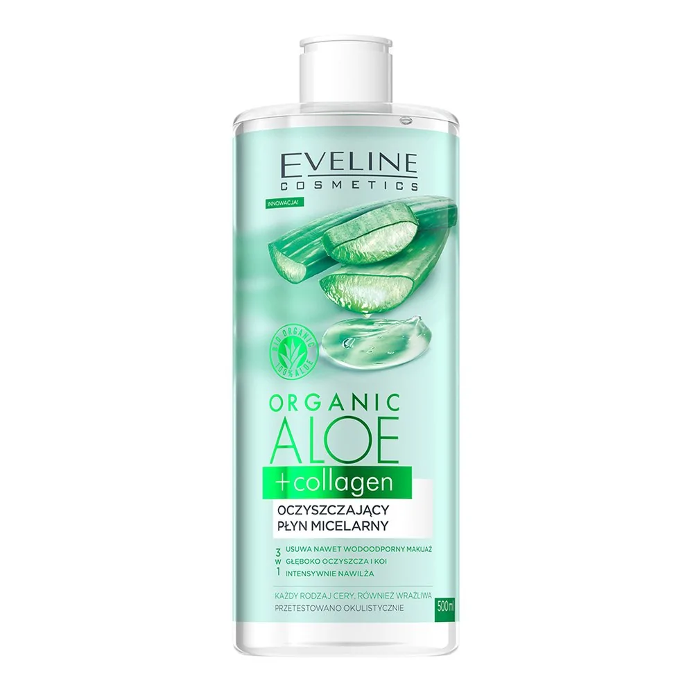 Eveline Organic Aloe + Colagen Loțiune micelară de curățare 3în1 500ml