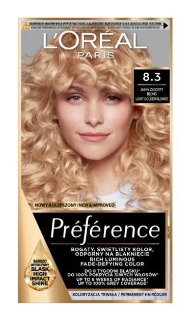 Loreal Preference Hair Colour 8.3 Cannes Blond auriu deschis
