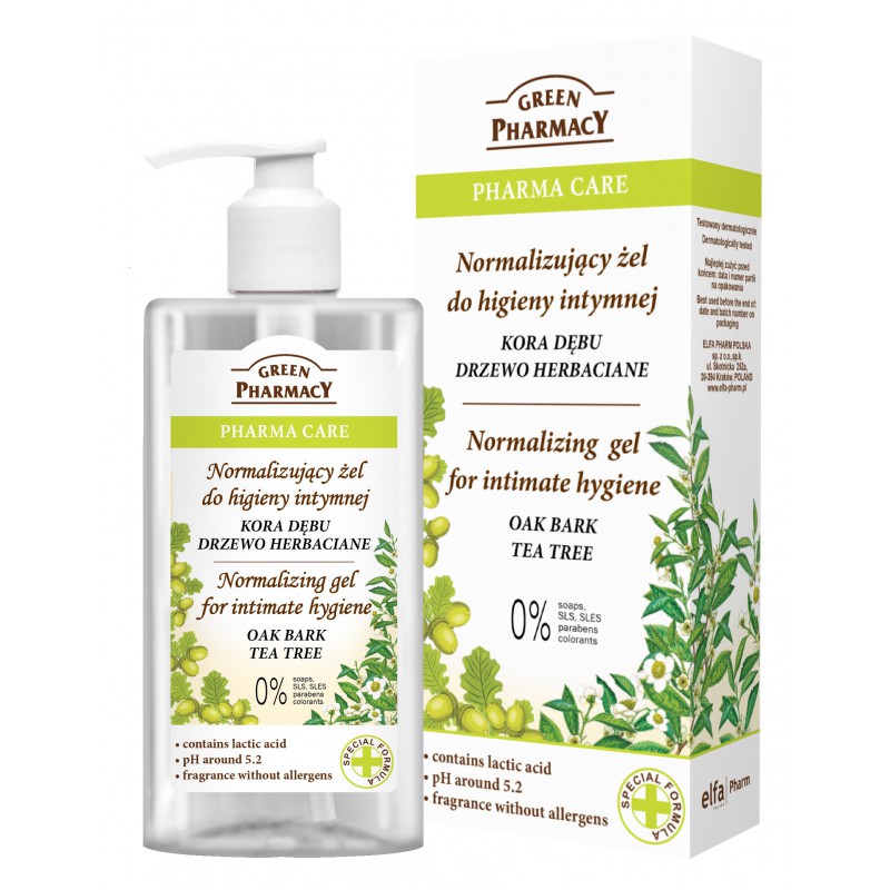 Green Pharmacy Gel de igienă intimă Normalizing Intimate Hygiene Gel Oak Bark și Tea Tree