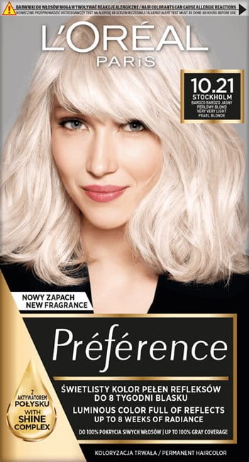Loreal Preference Culoare de păr 10.21 Stockholm Blond perlat foarte deschis