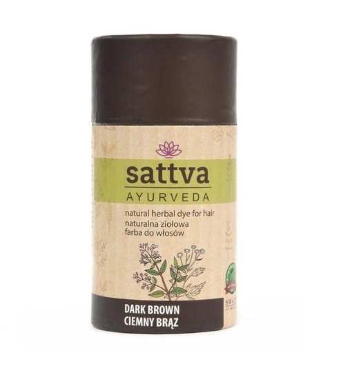 Sattva Natural Henna - Vopsea de păr pe bază de plante, maro închis 150g