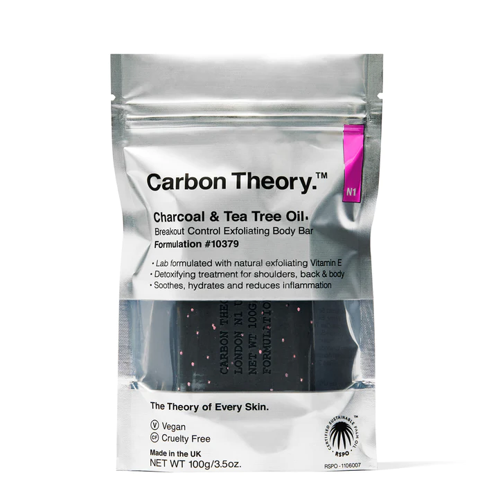Carbon Theory Charcoal & Tea Tree Oil Exfoliating Body Soap 100g