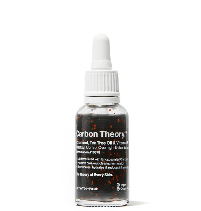 Carbon Theory Charcoal Tea Tree Oil & Vitamin E Serum detoxifiant de noapte 30ml