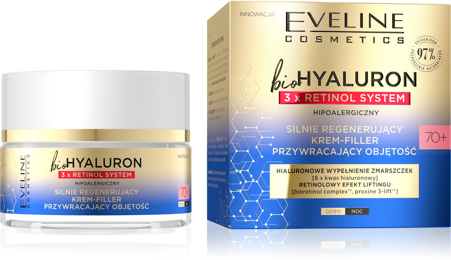 Eveline BioHyaluron Cremă de refacere a volumului puternic regenerantă 70+ 50ml