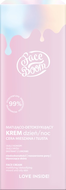 FaceBoom Cremă de zi și de noapte matifiantă și detoxifiantă pentru ten mixt și gras 50ml
