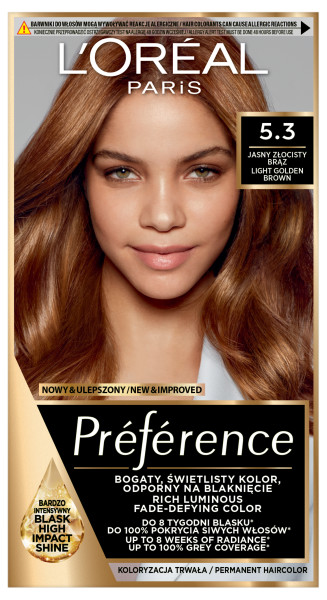 Loreal Preference Culoarea părului 5.3 Virginia Light Golden Brown