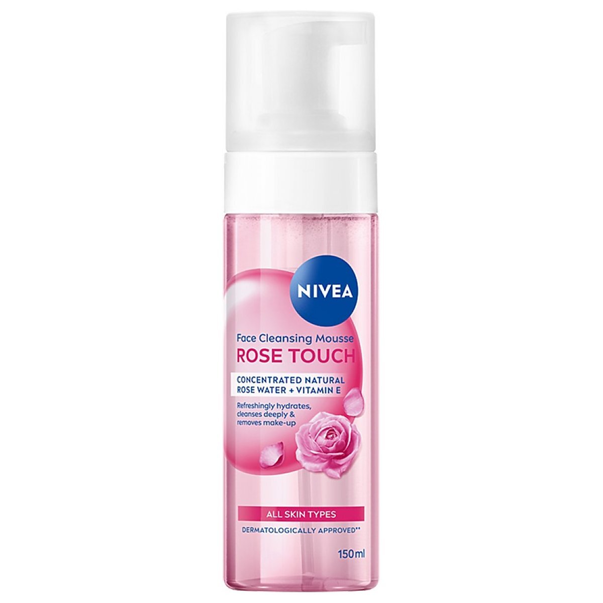 NIVEA Rose Touch Spumă de curățare cu apă organică de trandafiri, 150 ml