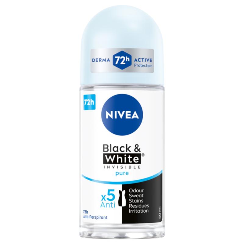 NIVEA Black & White Pure Antiperspirant roll-on, 50 ml