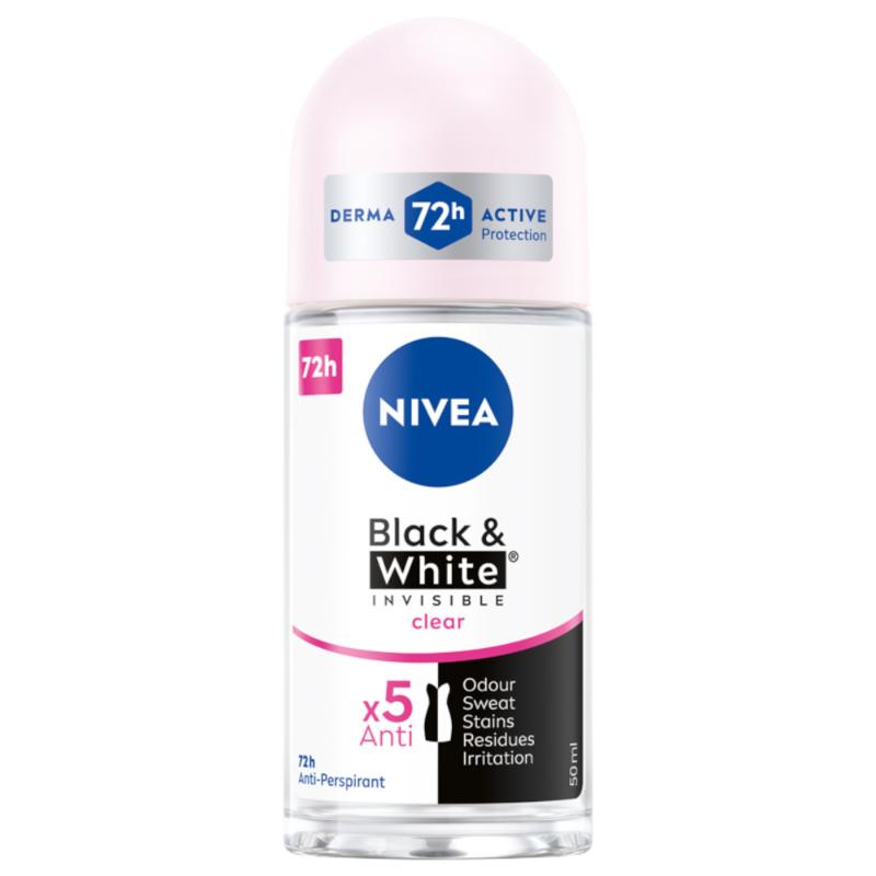 NIVEA Black & White Clear Antiperspirant roll-on, 50 ml