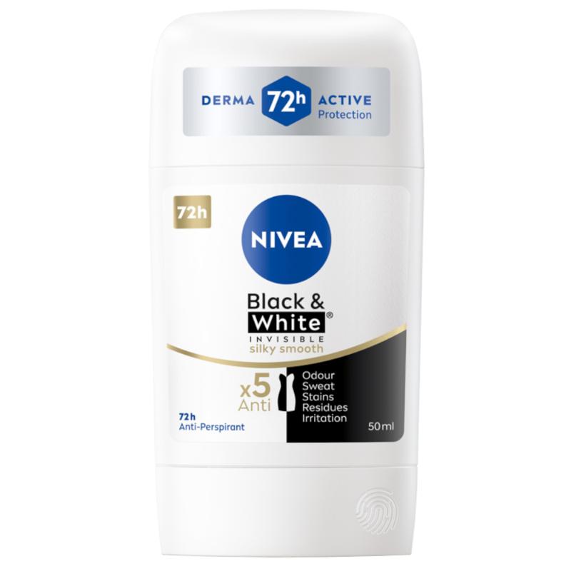 NIVEA Black & White Silky Smooth Antiperspirant stick, 50 ml