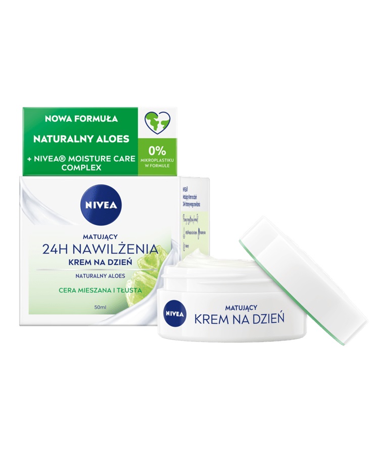 NIVEA 24h MOISTURISING Mattifying Day Cream, ten mixt și gras, 50 ml