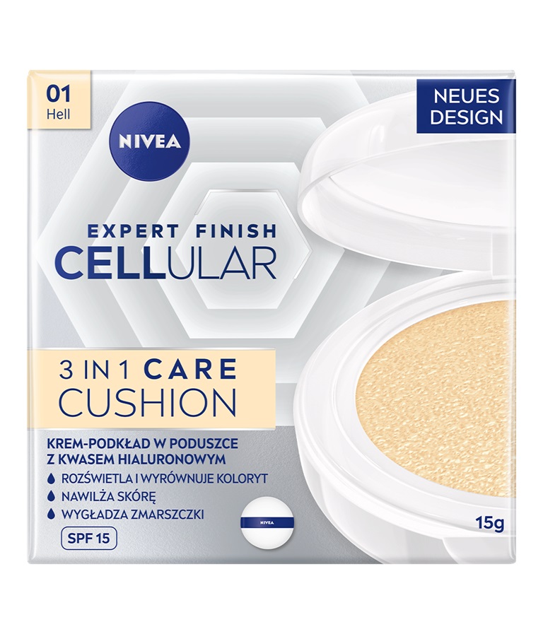 NIVEA Cellular Expert Finish 3in1 CARE Cushion Cremă antirid - Prime Colour Light, 15 ml