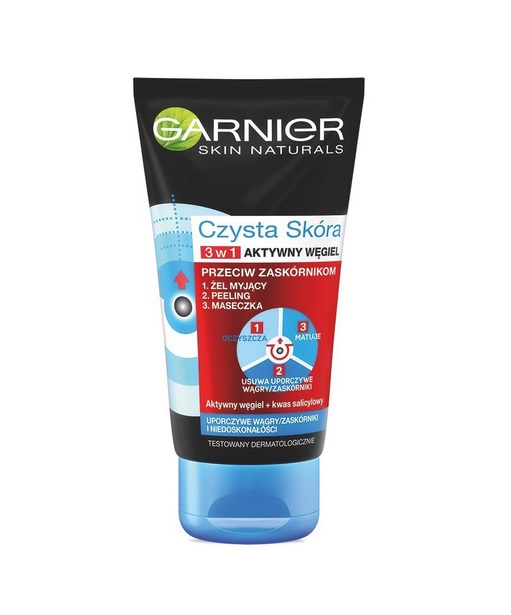Garnier Clear Skin 3in1 Gel de curățare + Scrub + Mască