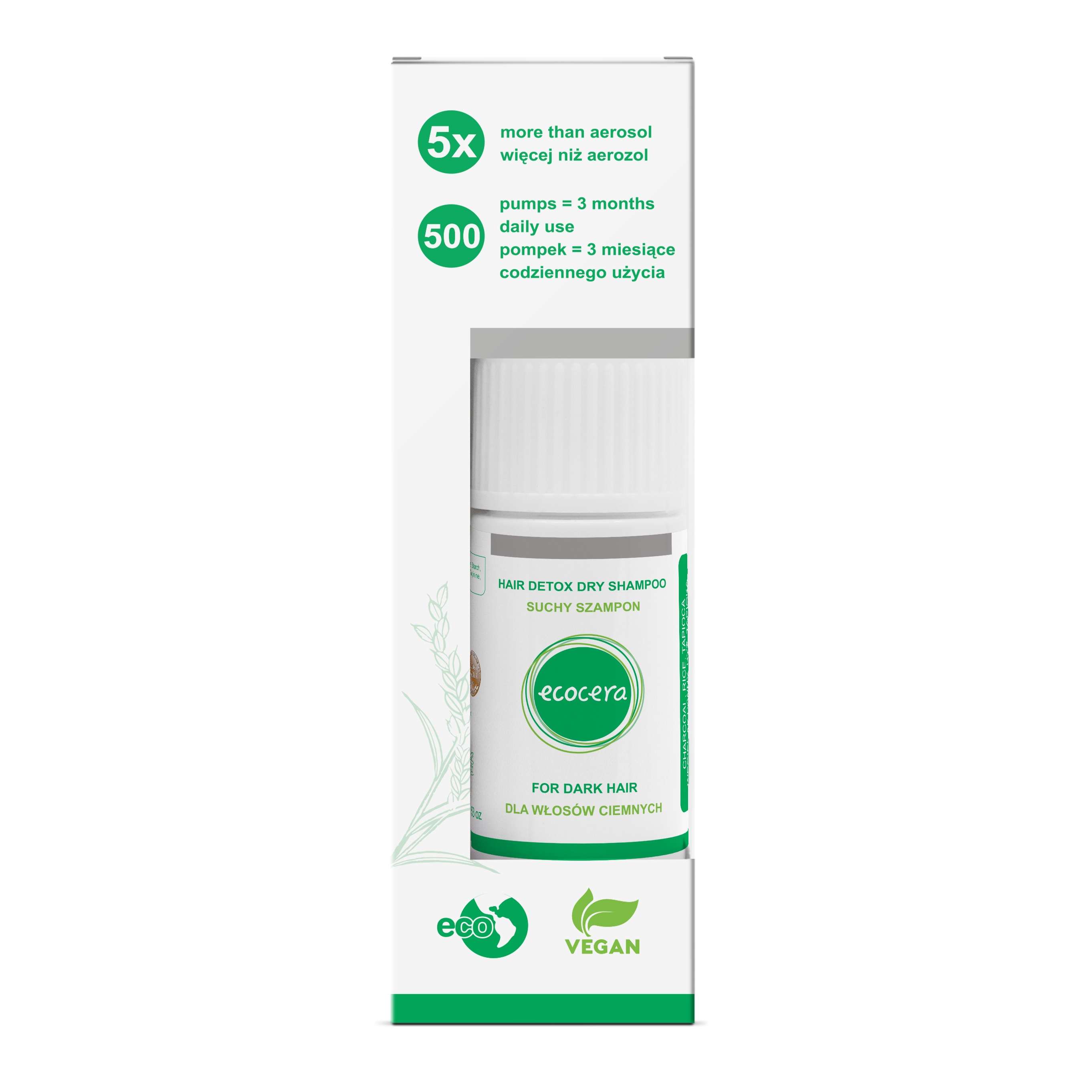ECOCERA Șamponul uscat pentru păr Detoxifierea părului Părul întunecat
