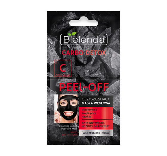 Bielenda CARBO DETOX Mască purificatoare Peel-off Carbon Mask Pink Grapefruit