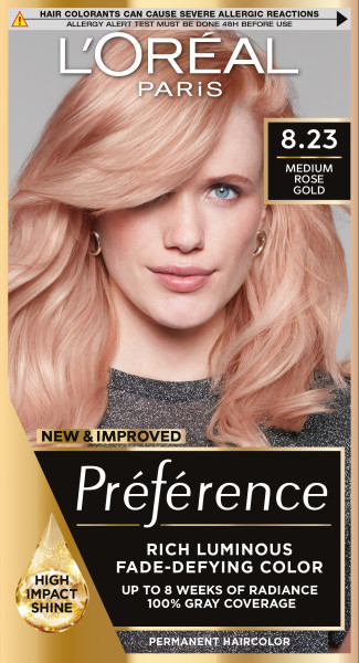 Loreal Preference Culoarea părului 8.23 Rose Gold mediu