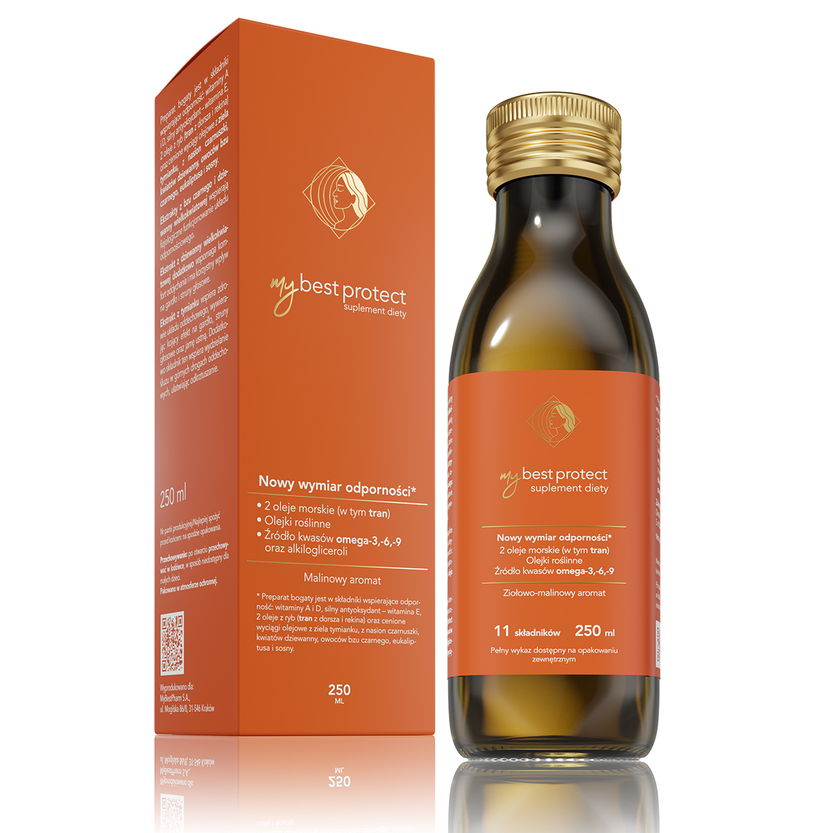 MyBestPharm MyBestprotect Supliment alimentar pe bază de plante și aromă de zmeură 250ml