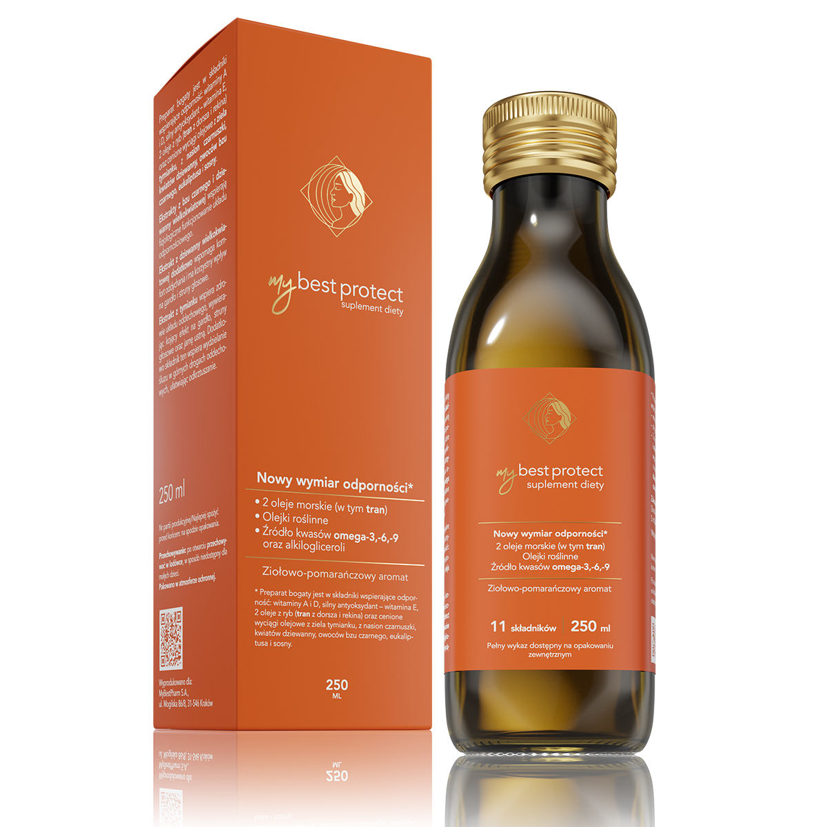 MyBestPharm MyBestprotect Supliment alimentar pe bază de plante și aromă de portocale 250ml