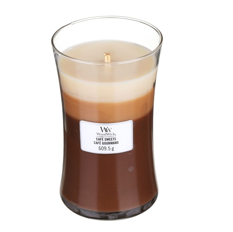Lumânare WoodWick într-un borcan mare Cafe Sweets