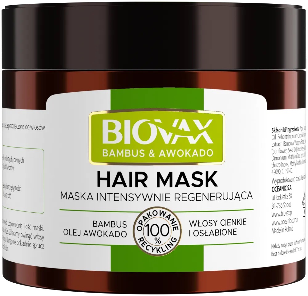Biovax Mască de păr regeneratoare intensivă cu bambus și ulei de avocado 250ml