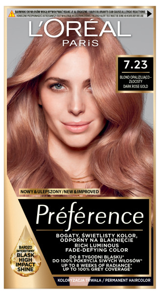 Loreal Preference Culoarea părului 7.23 Blond auriu opalescent
