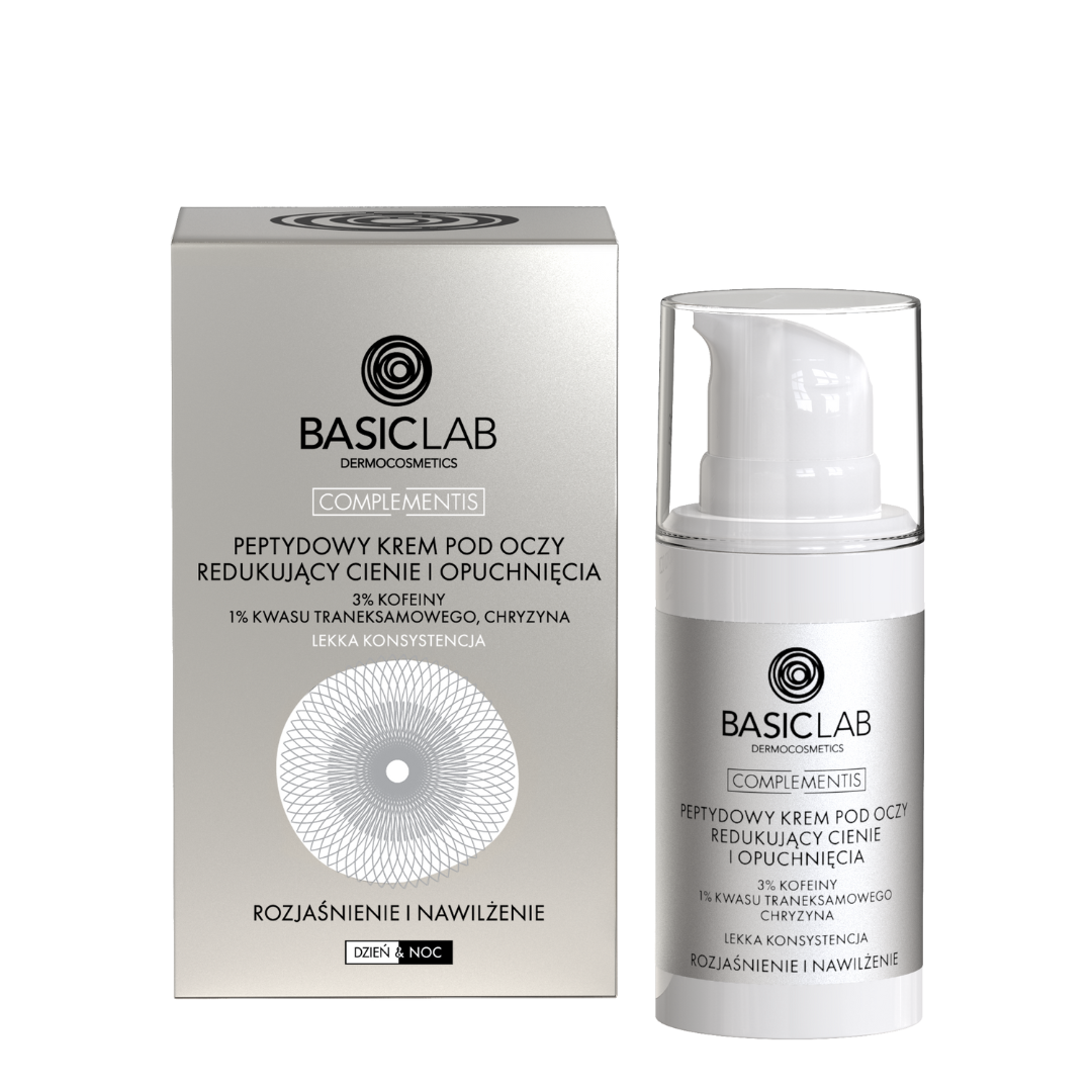BasicLab Peptide Peptide Eye Cream Reducerea cearcănelor și a cearcănelor cu textură ușoară 15ml