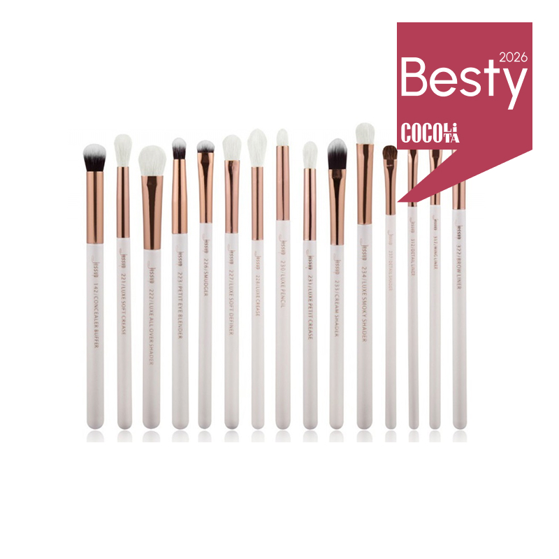 Jessup Set de 15 pensule pentru ochi T217 White/Rose Gold