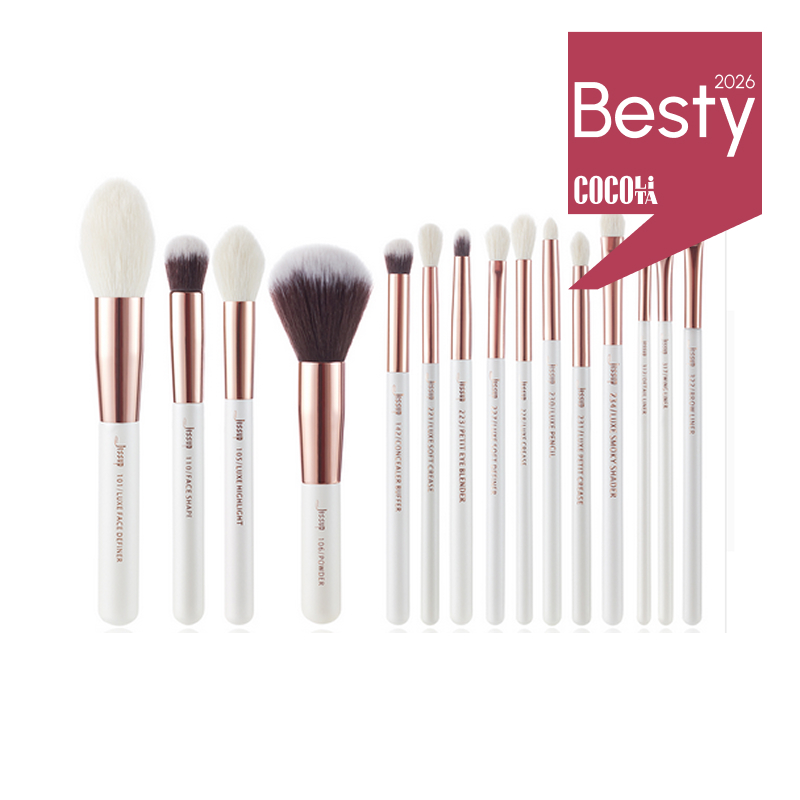 Jessup Set de 15 pensule de machiaj T222 White/Rose Gold