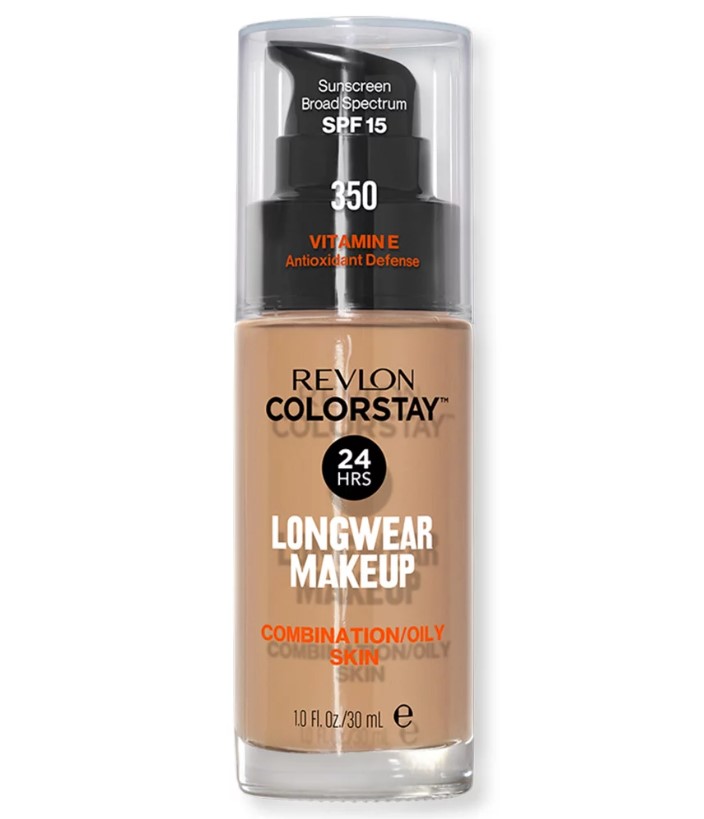 Revlon ColorStay Foundation for Oily and Combination Skin 350 Rich Tan cu pompiță