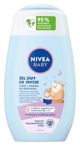 NIVEA Baby 2 în 1 pentru spălarea de noapte a corpului și părului 200ml